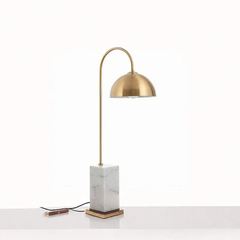 Desk Table Lamp Minimalist Metal Marble Arc Dome, 3 Colors