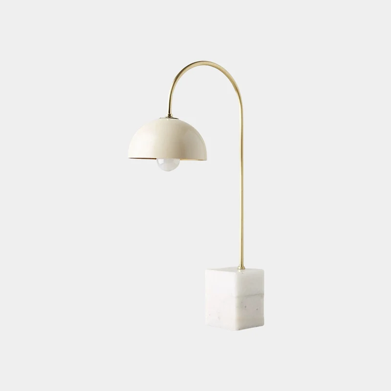 Desk Table Lamp Minimalist Metal Marble Arc Dome, 3 Colors
