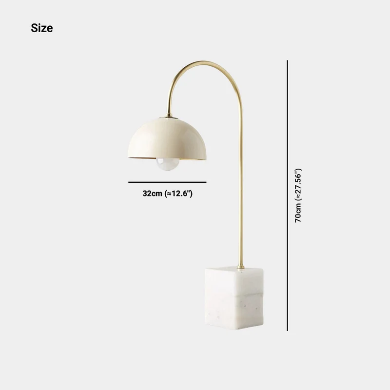 Desk Table Lamp Minimalist Metal Marble Arc Dome, 3 Colors