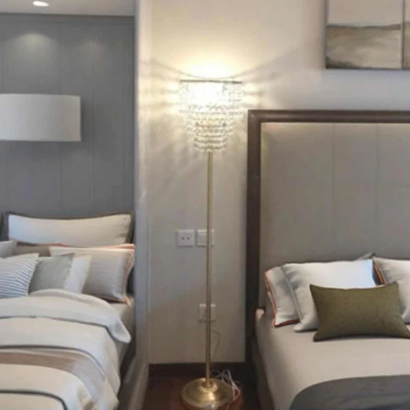 Floor Lamp French Luxury Brass Crystal Round 3 Tiered