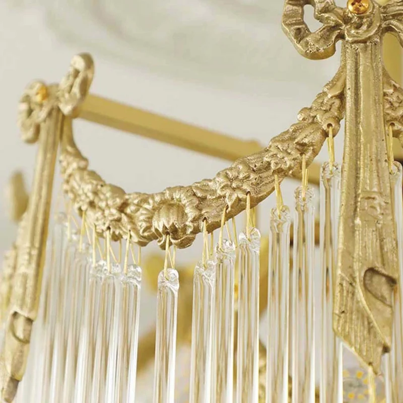 Chandelier Luxury French Vintage Brass Glass Tassel