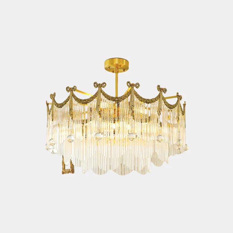 Chandelier Luxury French Vintage Brass Glass Tassel