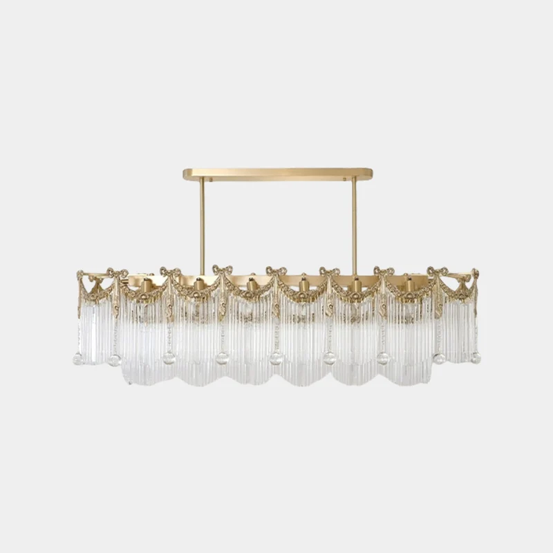 Chandelier Luxury French Vintage Brass Glass Tassel