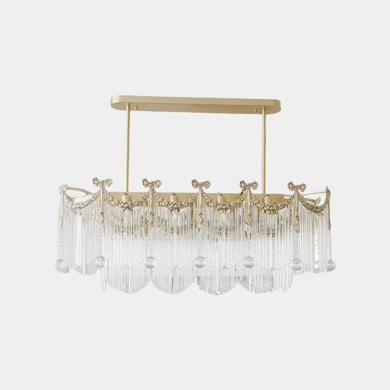 Chandelier Luxury French Vintage Brass Glass Tassel