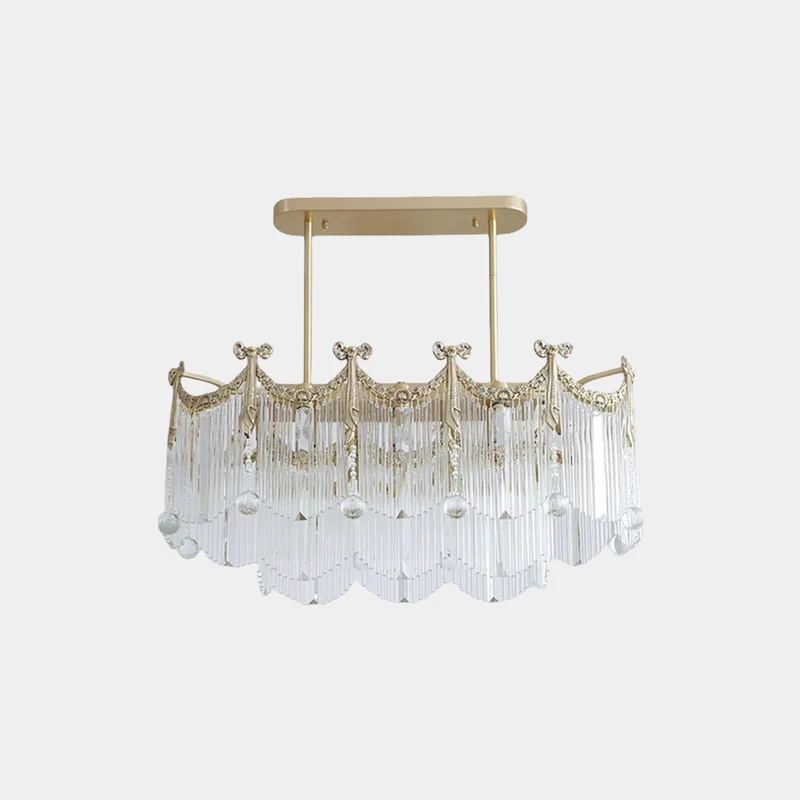 Chandelier Luxury French Vintage Brass Glass Tassel