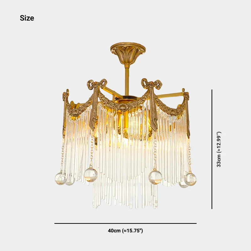 Chandelier Luxury French Vintage Brass Glass Tassel