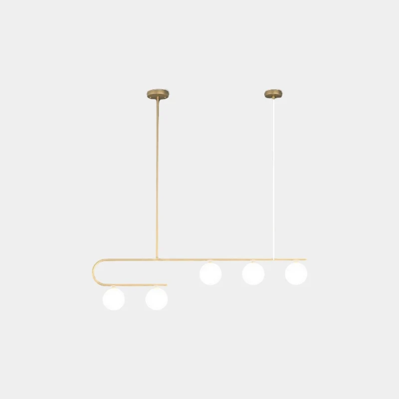 Pendant Chandelier Light Nordic Linear Brass Glass Globe