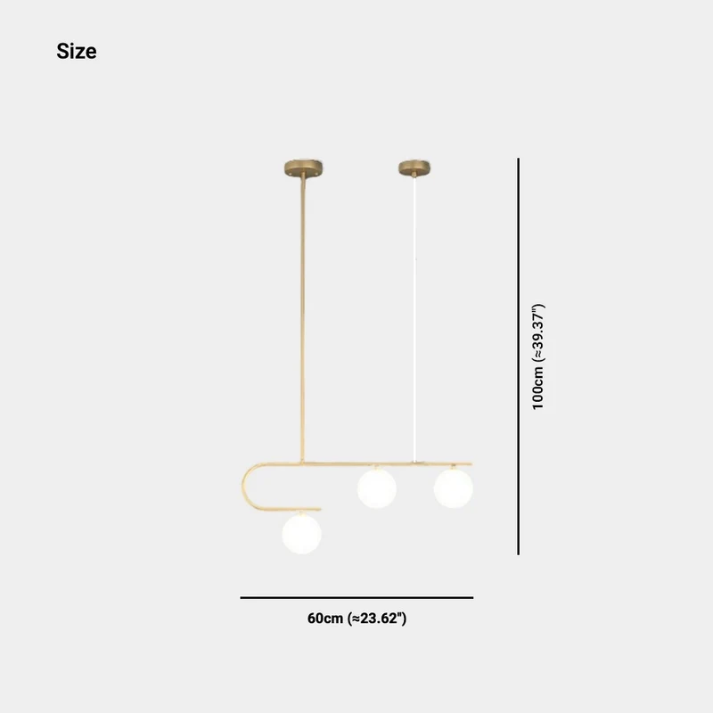 Pendant Chandelier Light Nordic Linear Brass Glass Globe
