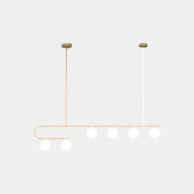 Pendant Chandelier Light Nordic Linear Brass Glass Globe