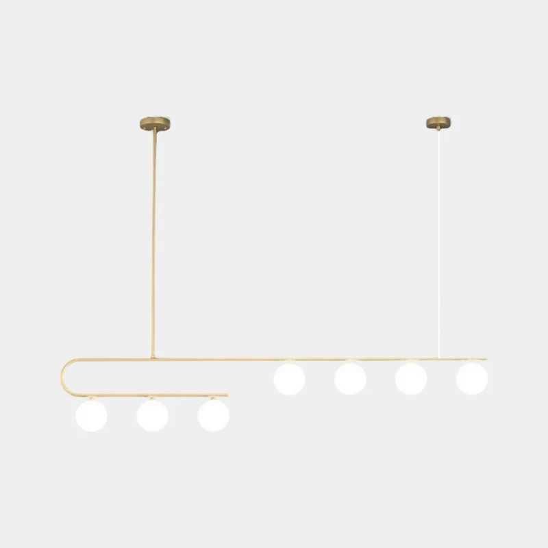 Pendant Chandelier Light Nordic Linear Brass Glass Globe