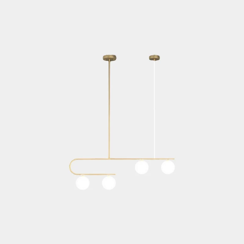 Pendant Chandelier Light Nordic Linear Brass Glass Globe