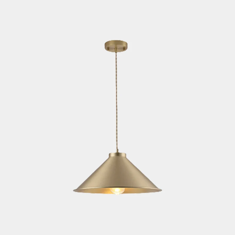 Pendant Light Minimalist Brushed Brass Single Head, Gold