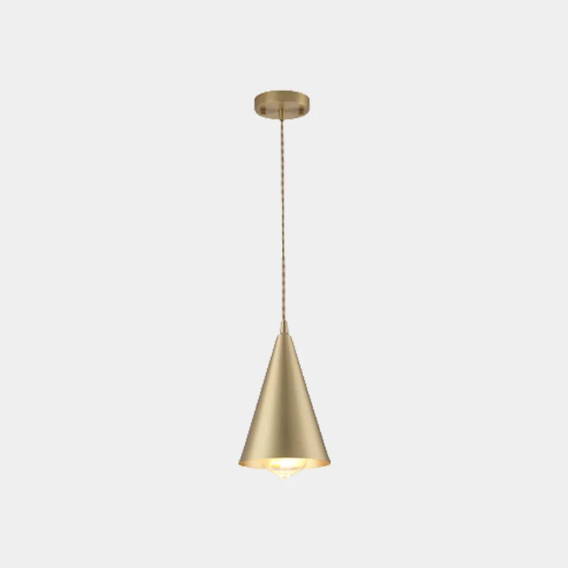 Pendant Light Minimalist Brushed Brass Single Head, Gold