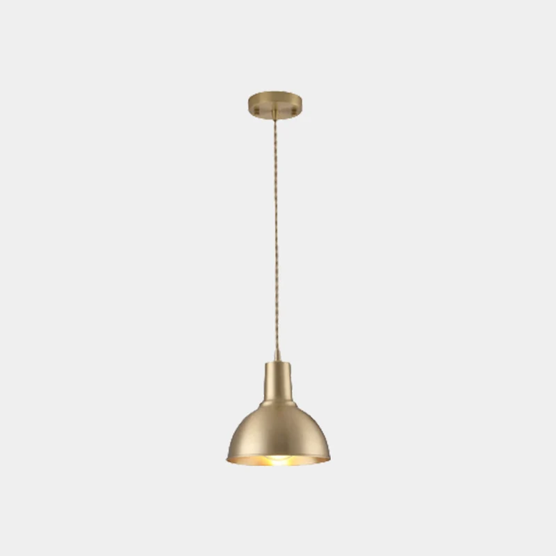 Pendant Light Minimalist Brushed Brass Single Head, Gold
