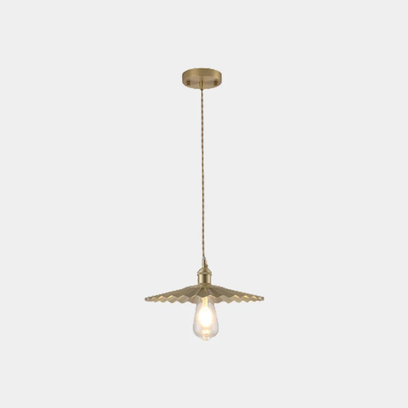 Pendant Light Minimalist Brushed Brass Single Head, Gold