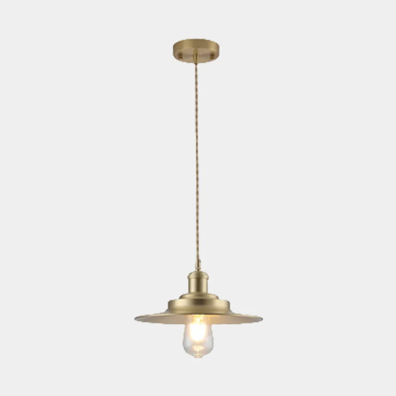 Pendant Light Minimalist Brushed Brass Single Head, Gold
