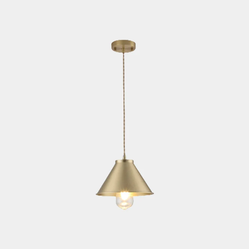 Pendant Light Minimalist Brushed Brass Single Head, Gold