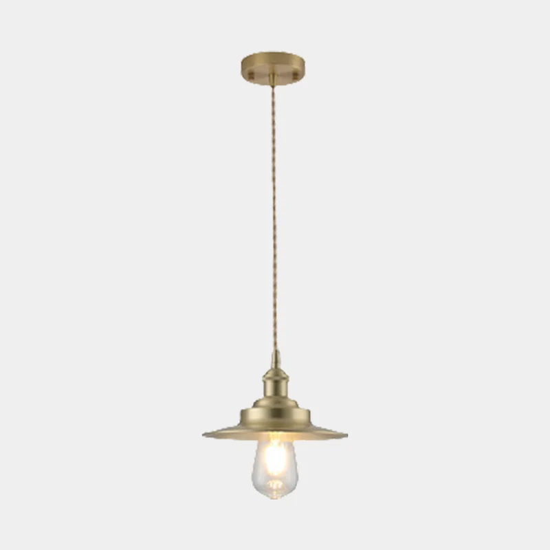 Pendant Light Minimalist Brushed Brass Single Head, Gold