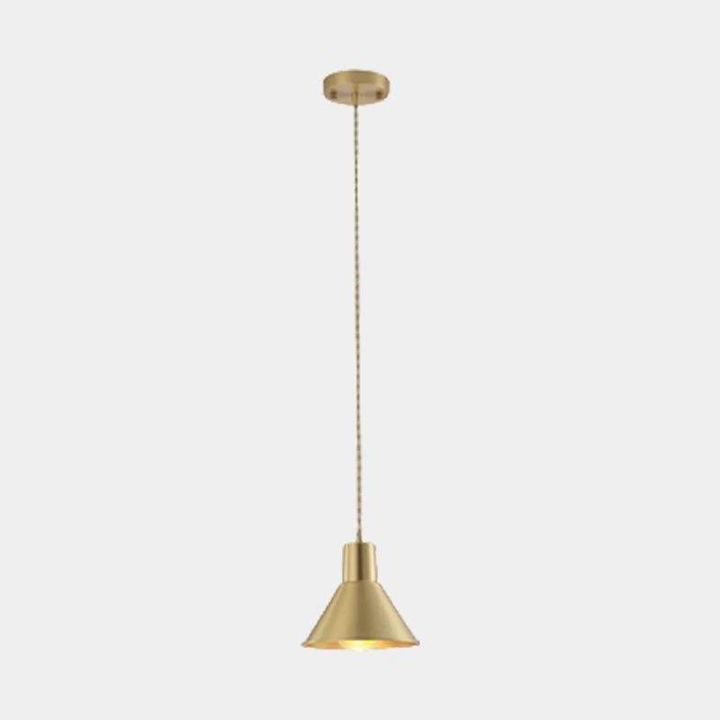 Pendant Light Minimalist Brushed Brass Single Head, Gold