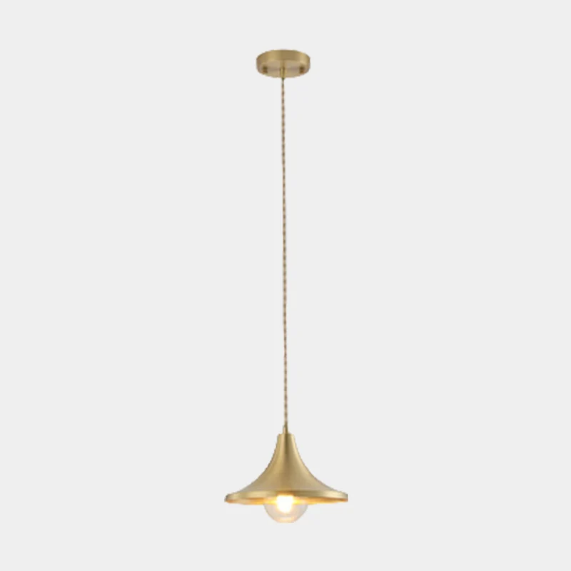 Pendant Light Minimalist Brushed Brass Single Head, Gold