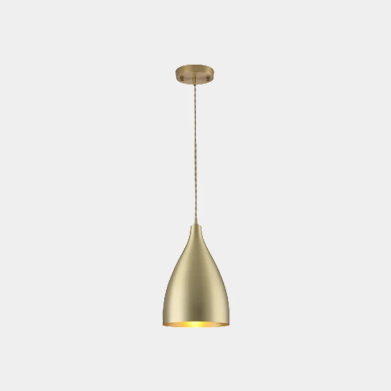 Pendant Light Minimalist Brushed Brass Single Head, Gold