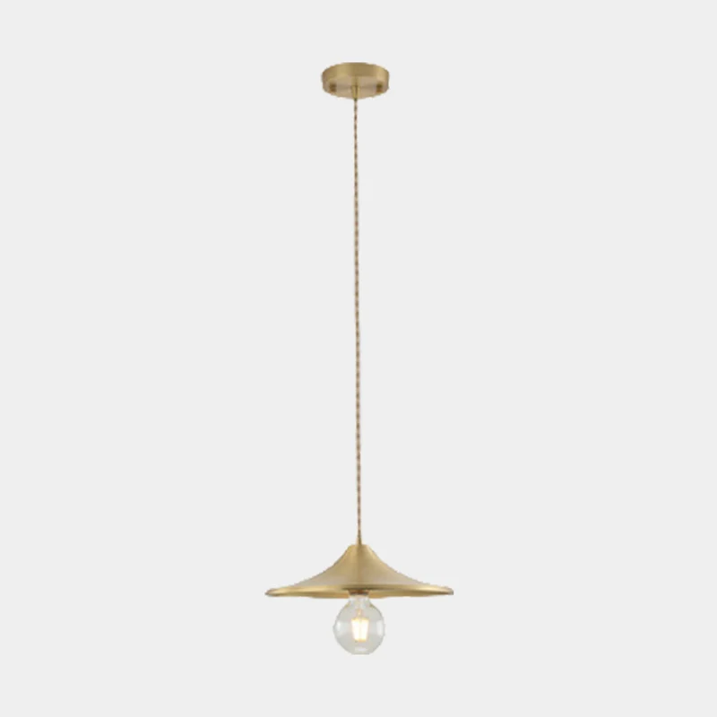 Pendant Light Minimalist Brushed Brass Single Head, Gold