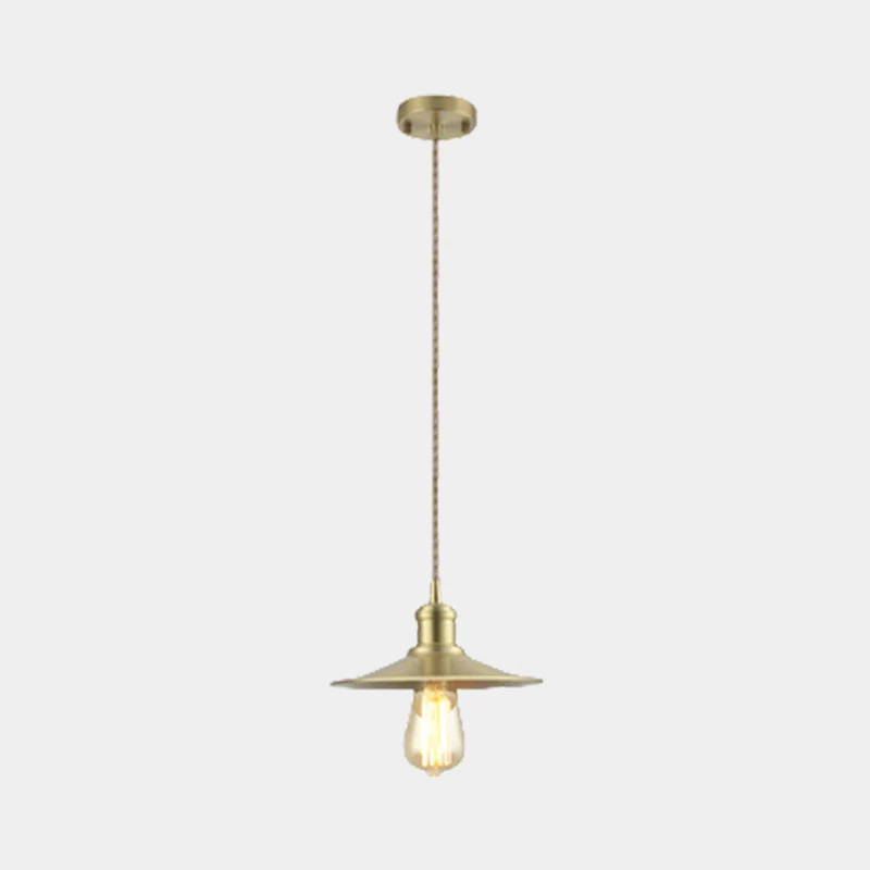 Pendant Light Minimalist Brushed Brass Single Head, Gold