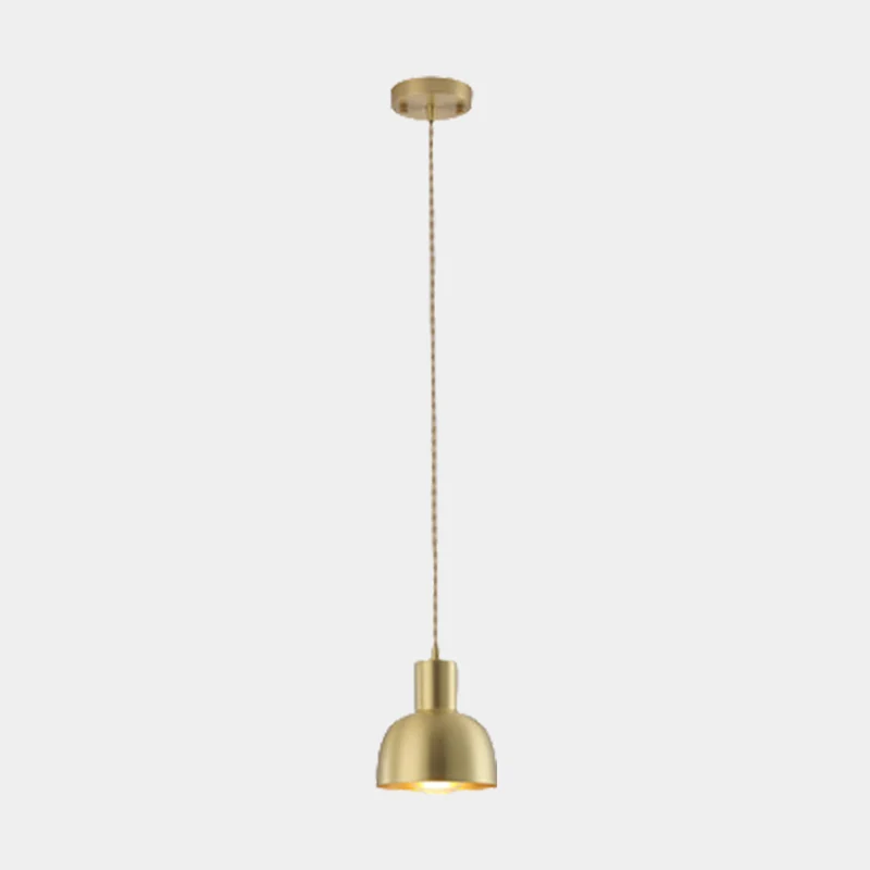 Pendant Light Minimalist Brushed Brass Single Head, Gold