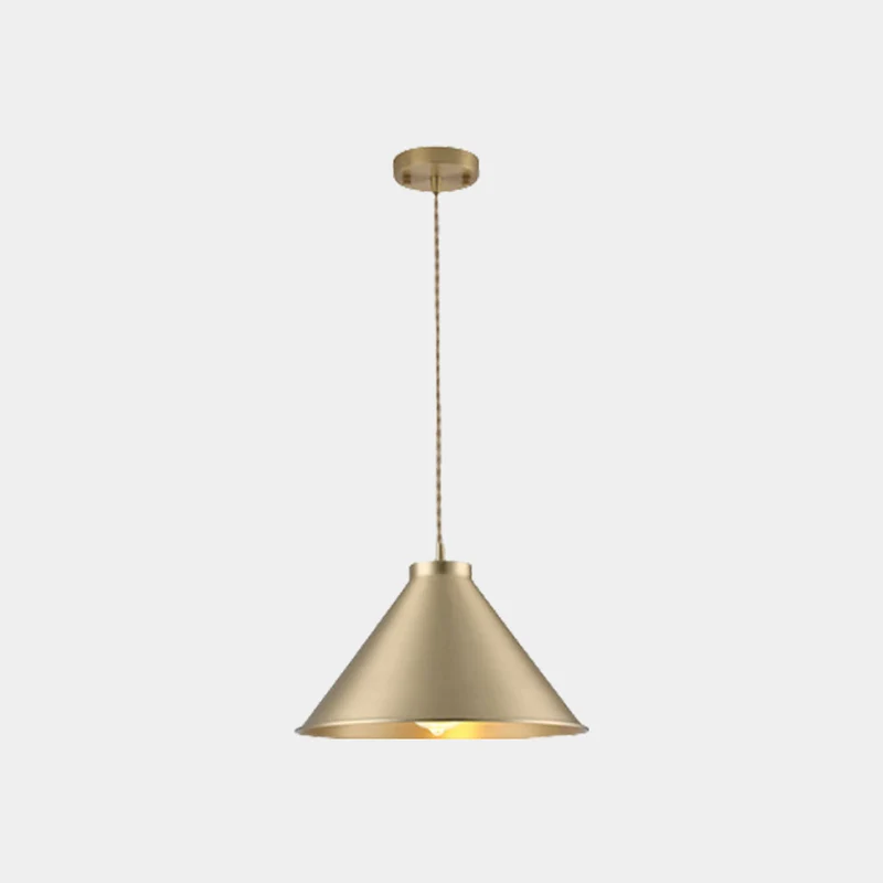 Pendant Light Minimalist Brushed Brass Single Head, Gold