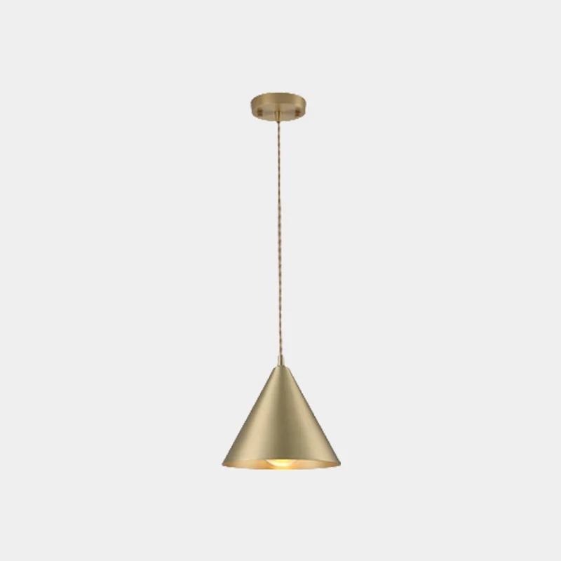 Pendant Light Minimalist Brushed Brass Single Head, Gold