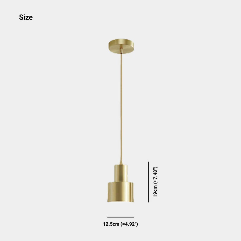 Pendant Light Minimalist Brushed Brass Single Head, Gold