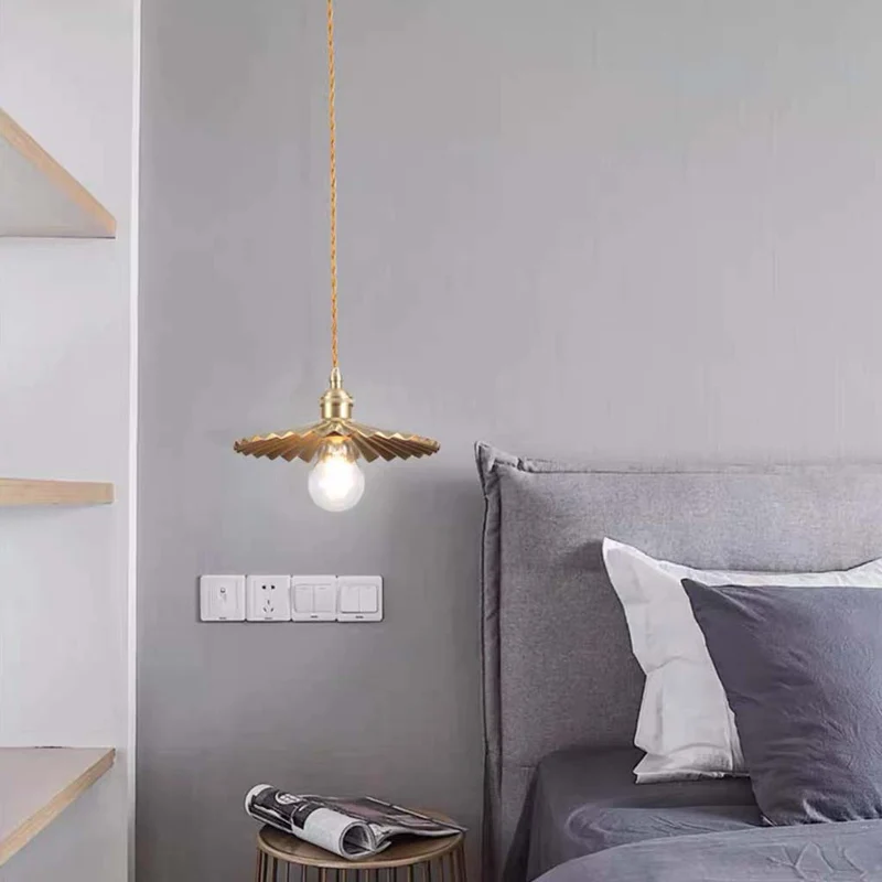 Pendant Light Minimalist Brushed Brass Single Head, Gold