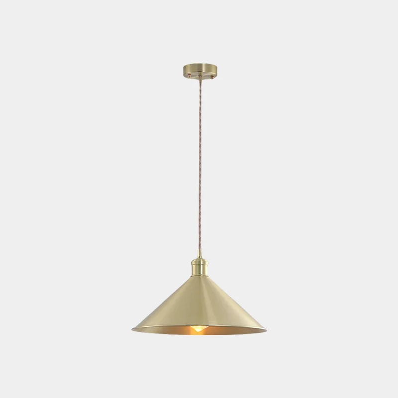 Pendant Light Industrial Simple Brushed Brass Cone, Gold
