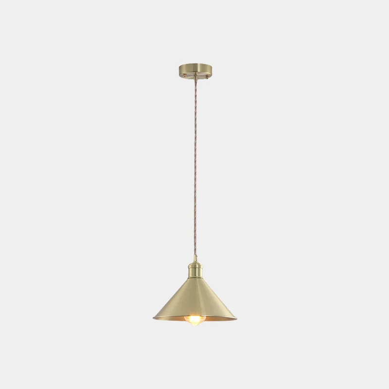 Pendant Light Industrial Simple Brushed Brass Cone, Gold