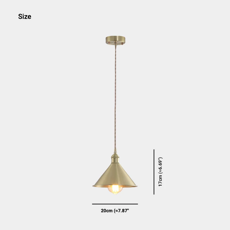 Pendant Light Industrial Simple Brushed Brass Cone, Gold