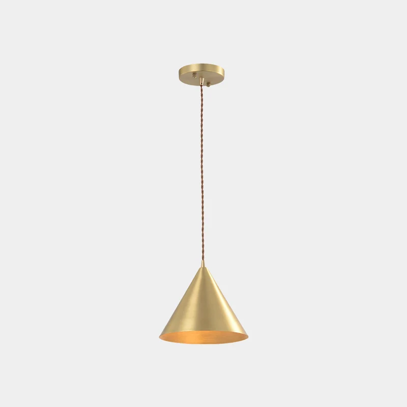 Pendant Light Minimalist Small Brass Cone, Gold