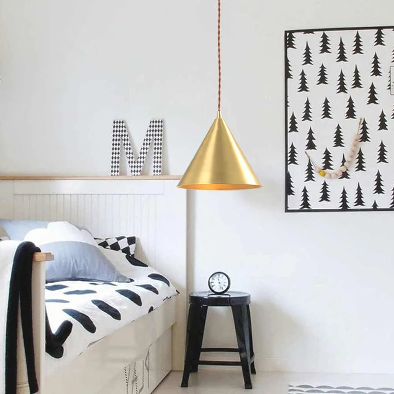 Pendant Light Minimalist Small Brass Cone, Gold