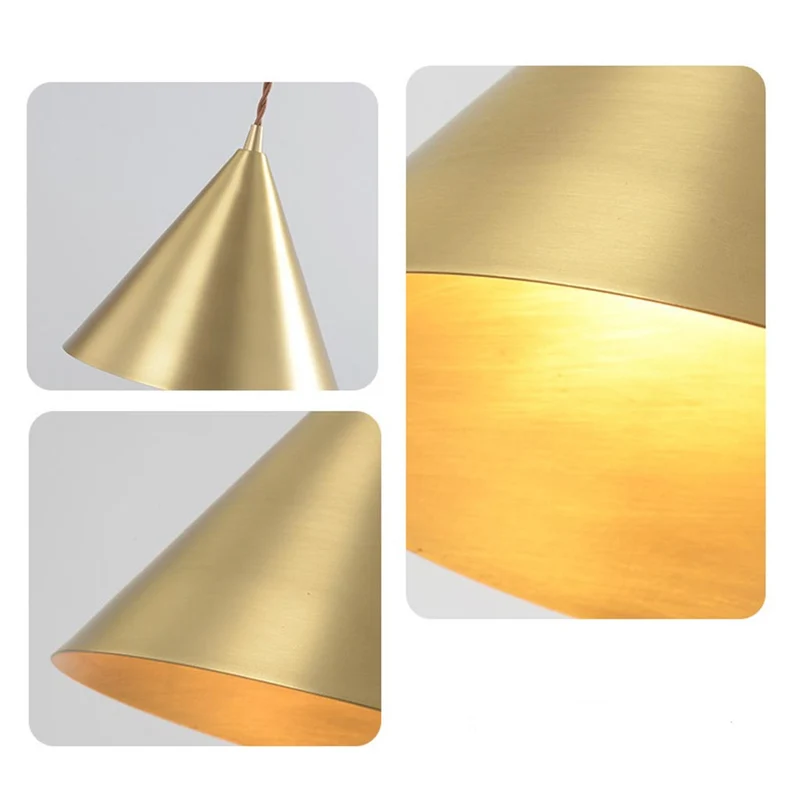 Pendant Light Minimalist Small Brass Cone, Gold