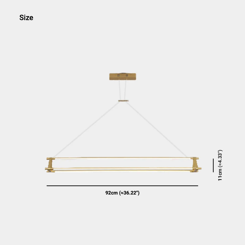 Pendant Light Modern Brass Long Bar Linear LED, Gold