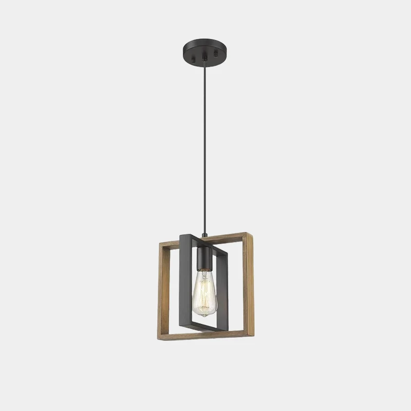 Chandelier Island Lighting Farmhouse Linear Rectangular Wood