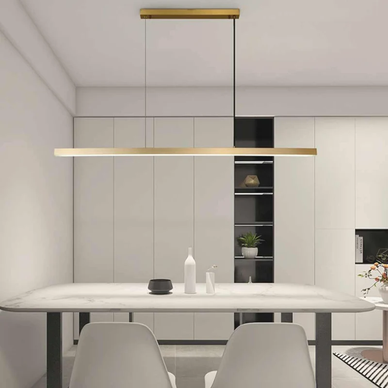 Pendant Light Brass Linear Dimmable LED, Black / Gold