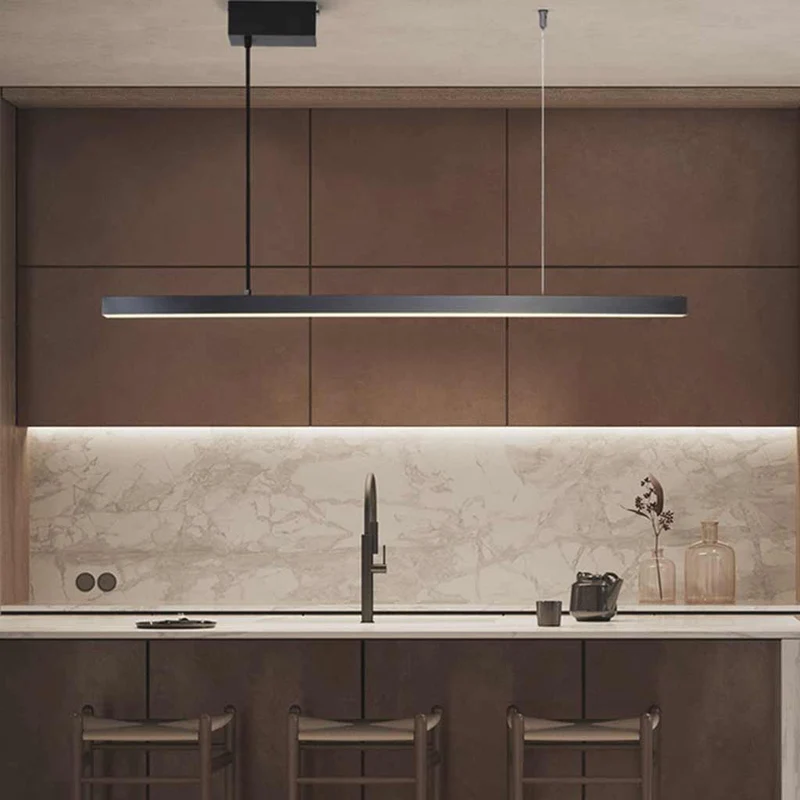 Pendant Light Brass Linear Dimmable LED, Black / Gold