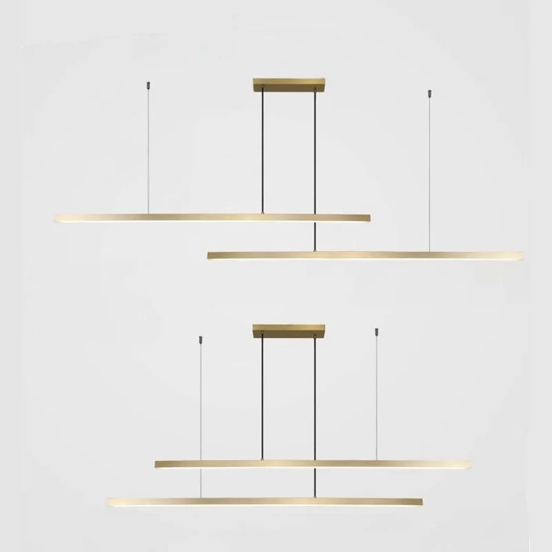 Pendant Light Brass Linear Dimmable LED, Black / Gold