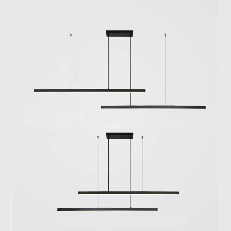 Pendant Light Brass Linear Dimmable LED, Black / Gold