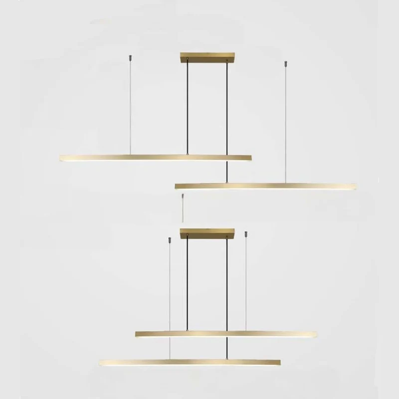 Pendant Light Brass Linear Dimmable LED, Black / Gold