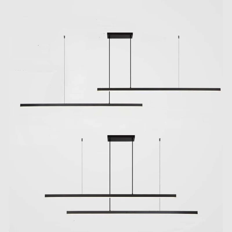 Pendant Light Brass Linear Dimmable LED, Black / Gold