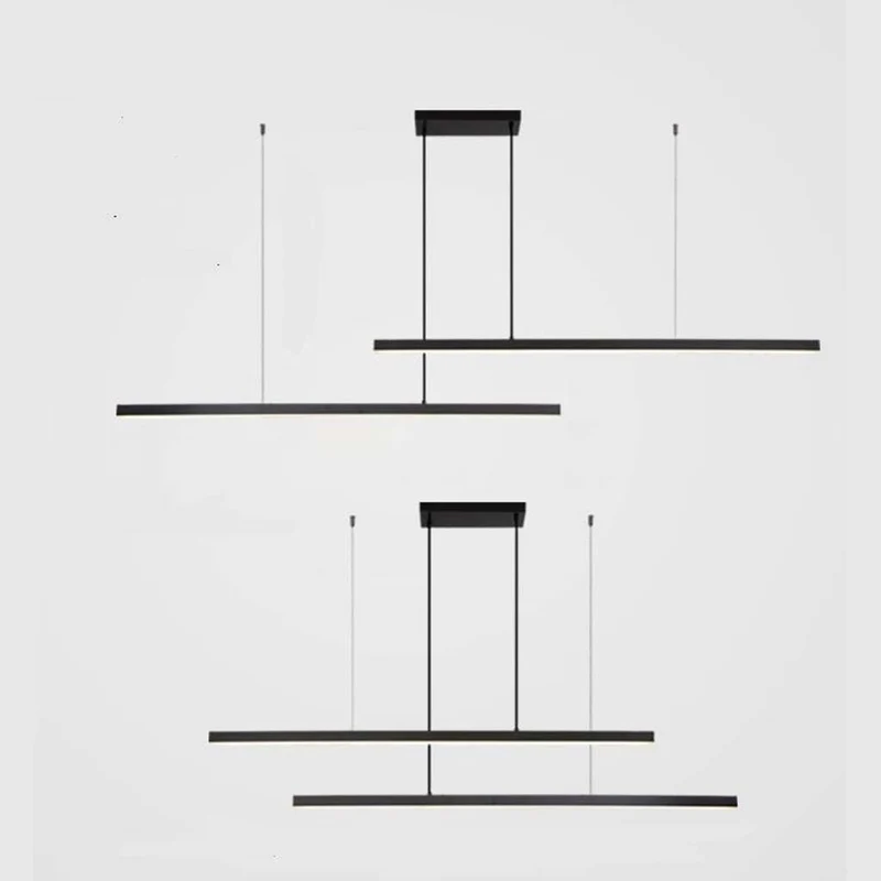 Pendant Light Brass Linear Dimmable LED, Black / Gold