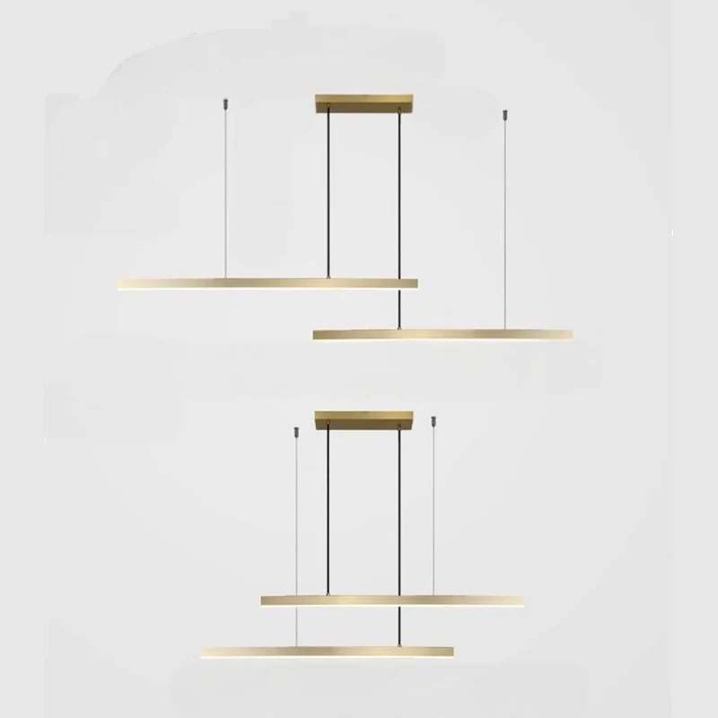 Pendant Light Brass Linear Dimmable LED, Black / Gold
