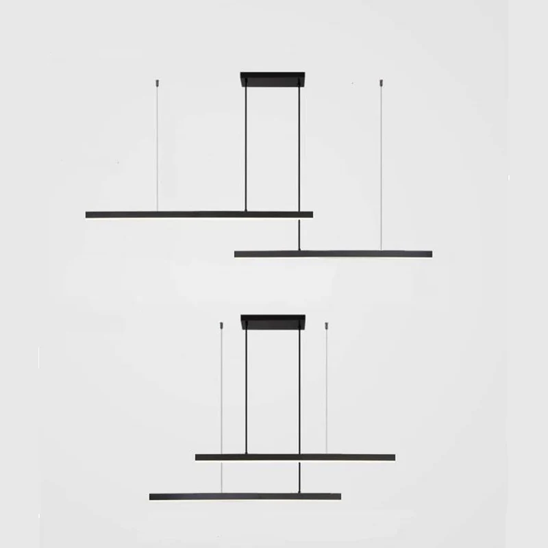 Pendant Light Brass Linear Dimmable LED, Black / Gold