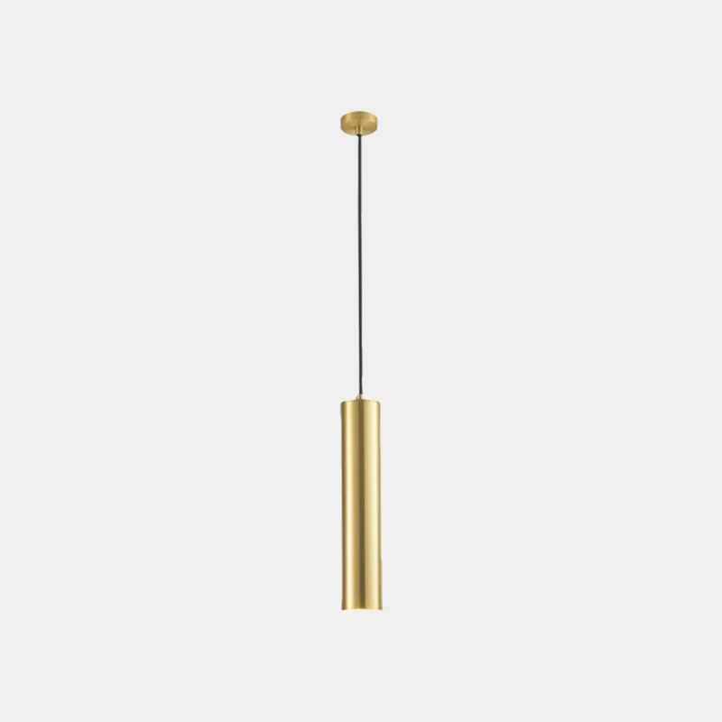 Hanging Pendant Light Small Slim Brass Tube, Gold